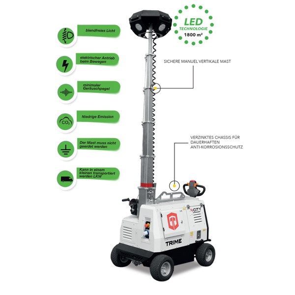 TRIME X-CITY HYBRID 3,5 m Mast 4 x 85 W LED Flutlicht