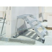 Böcker Treppe, 4-stufig aus Aluminium, klappbar, 97 cm hoch, mit 2 Rollen