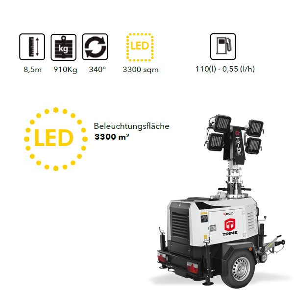 TRIME X-Eco 4 x 160 W LED Diesel Flutlicht inkl. Straßenfahrgestell