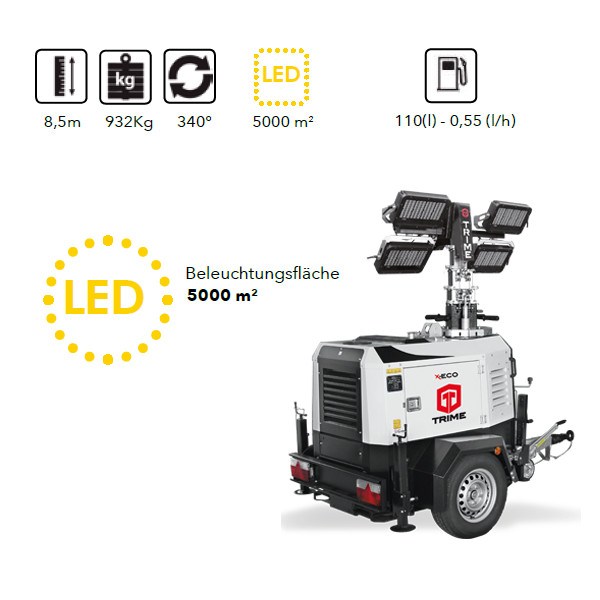 TRIME X-Eco 4 x 300 W LED Diesel Flutlicht inkl. Straßenfahrgestell